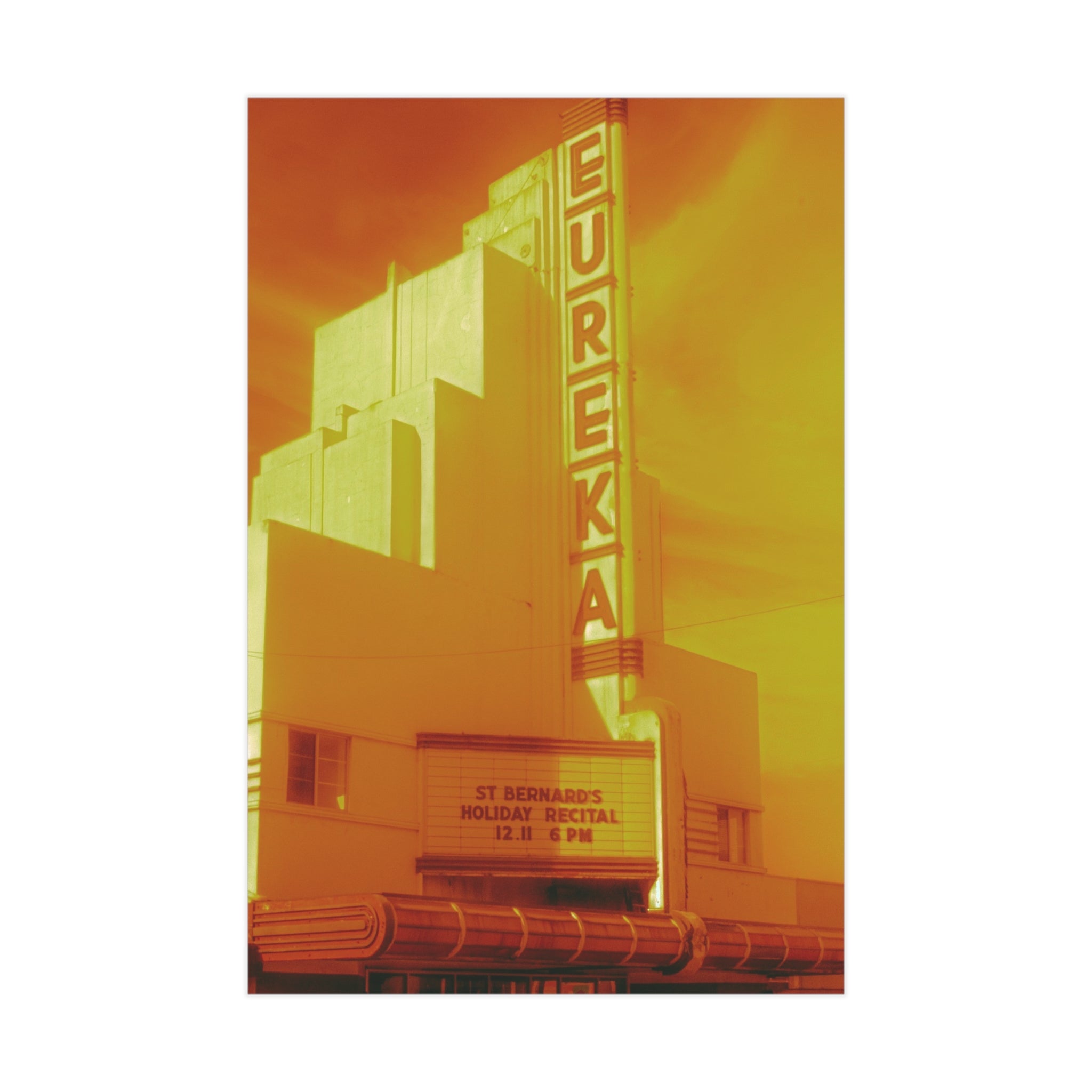 Eureka Theater Vintage Photo Print — Retro Orange Architectural Art Print (Unframed)