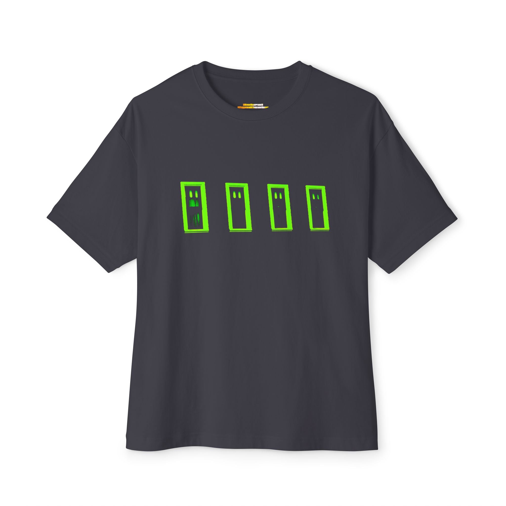 Boxy Tee — Neon Green Door Panel Graphic T-Shirt