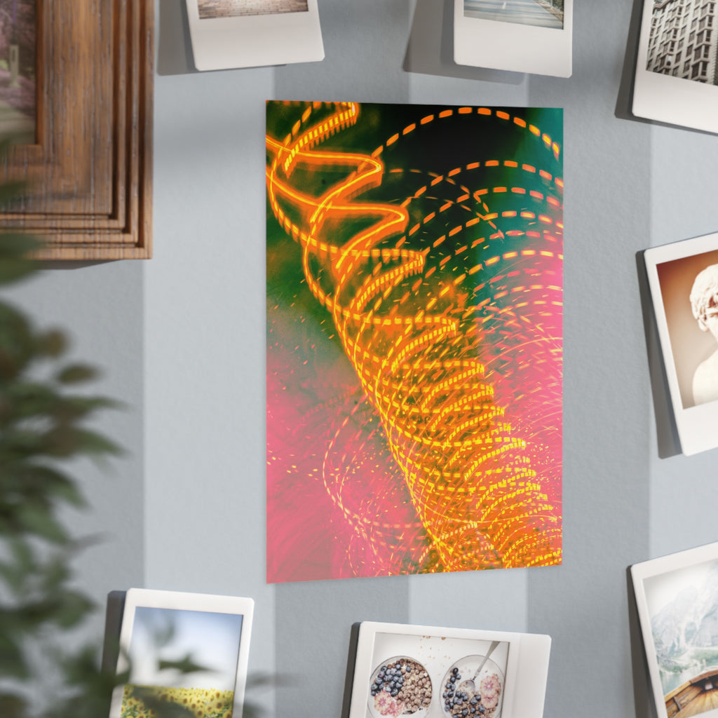 Abstract Neon Light Trail Print - Vibrant Modern Unframed Art