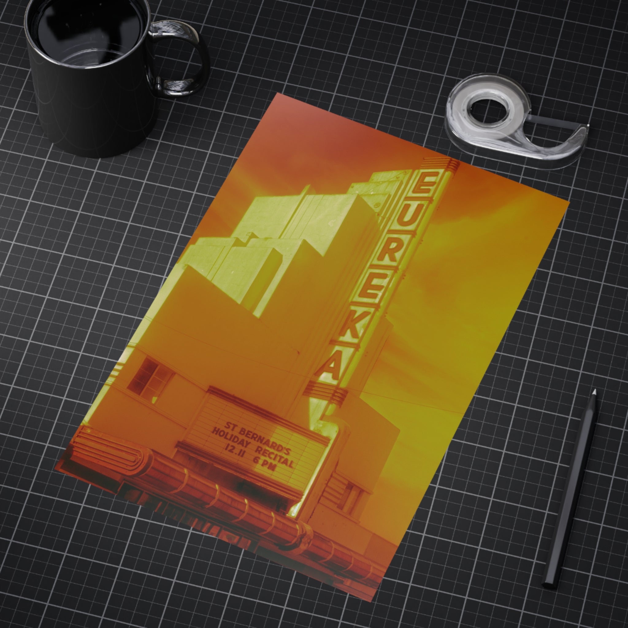 Eureka Theater Vintage Photo Print — Retro Orange Architectural Art Print (Unframed)