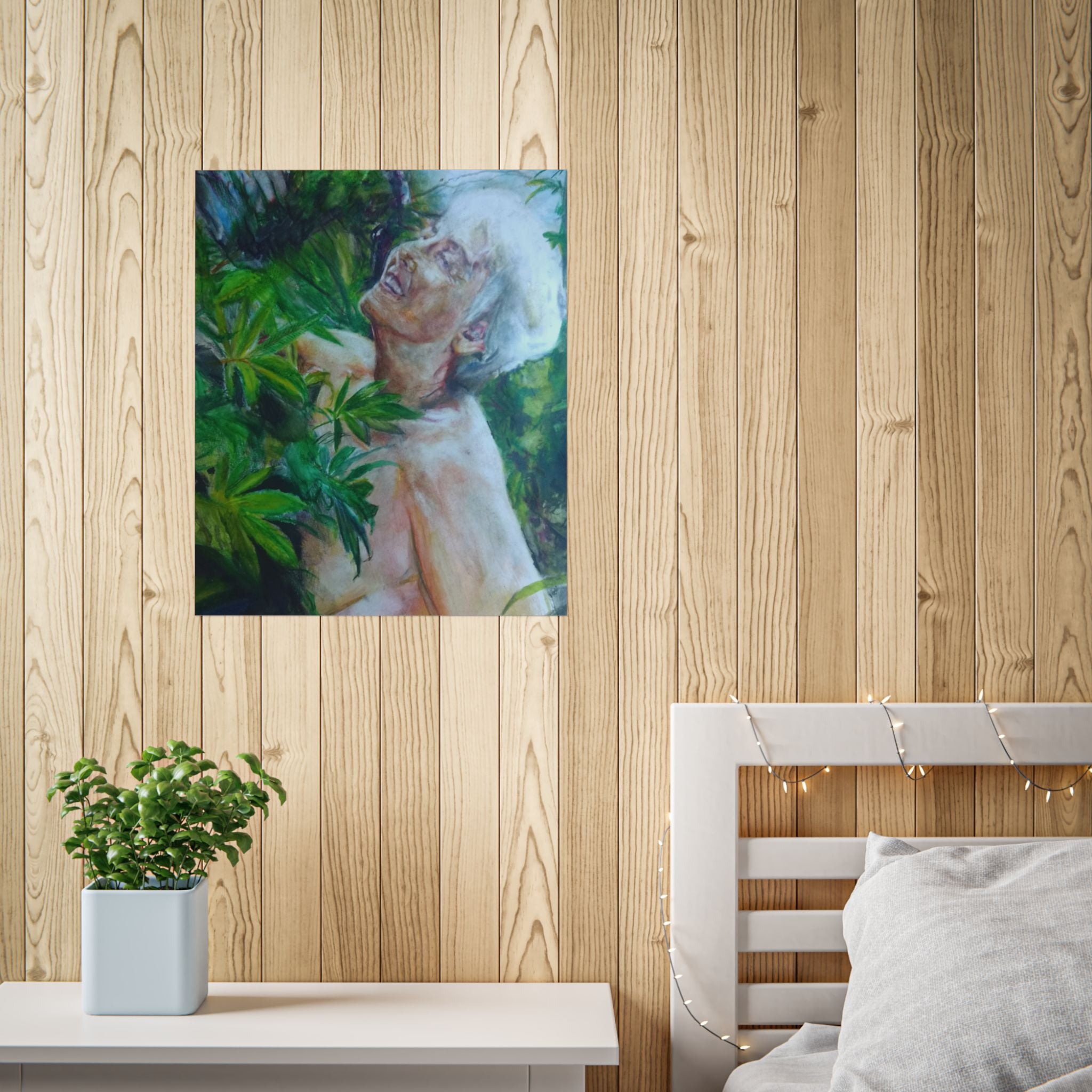 Botanical Figure Poster — Surreal Portrait in Lush Greenery