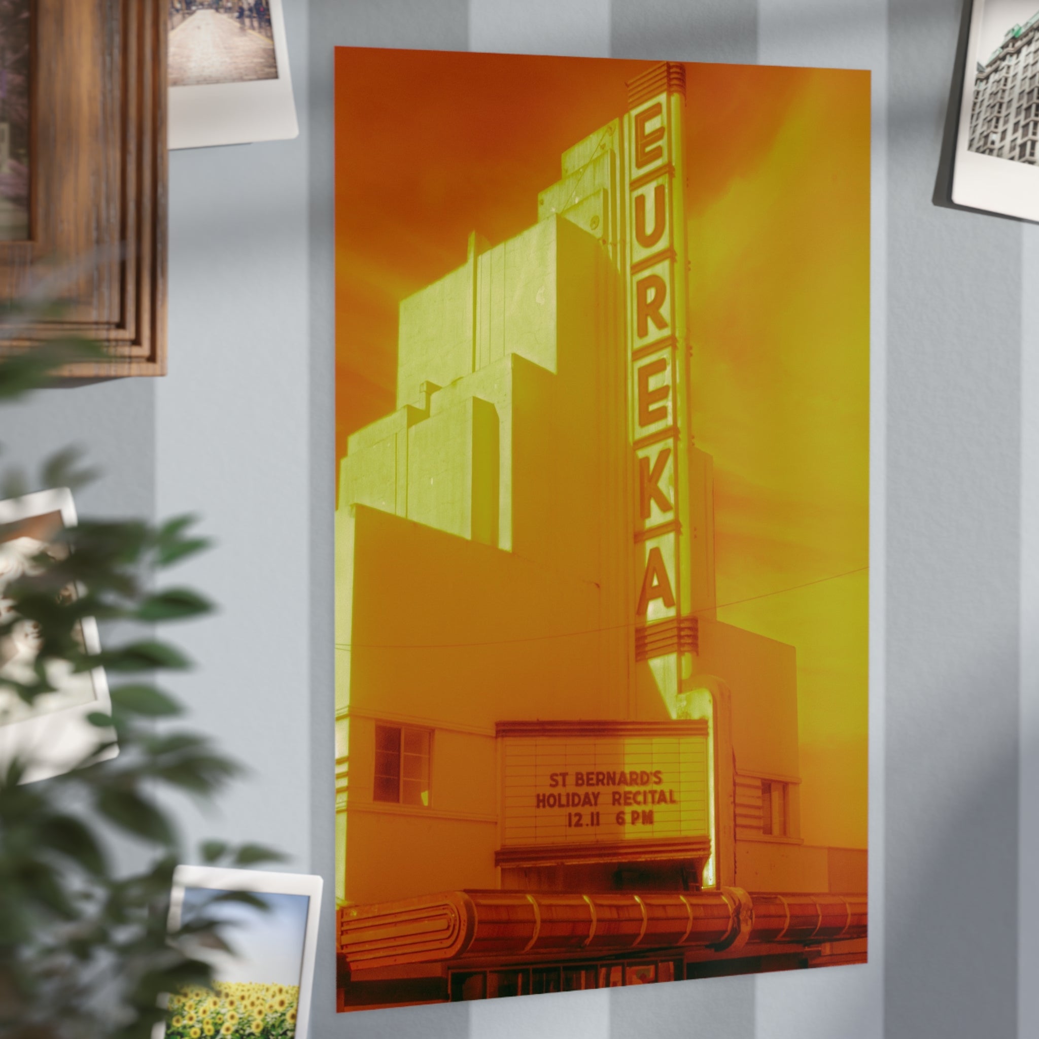 Eureka Theater Vintage Photo Print — Retro Orange Architectural Art Print (Unframed)