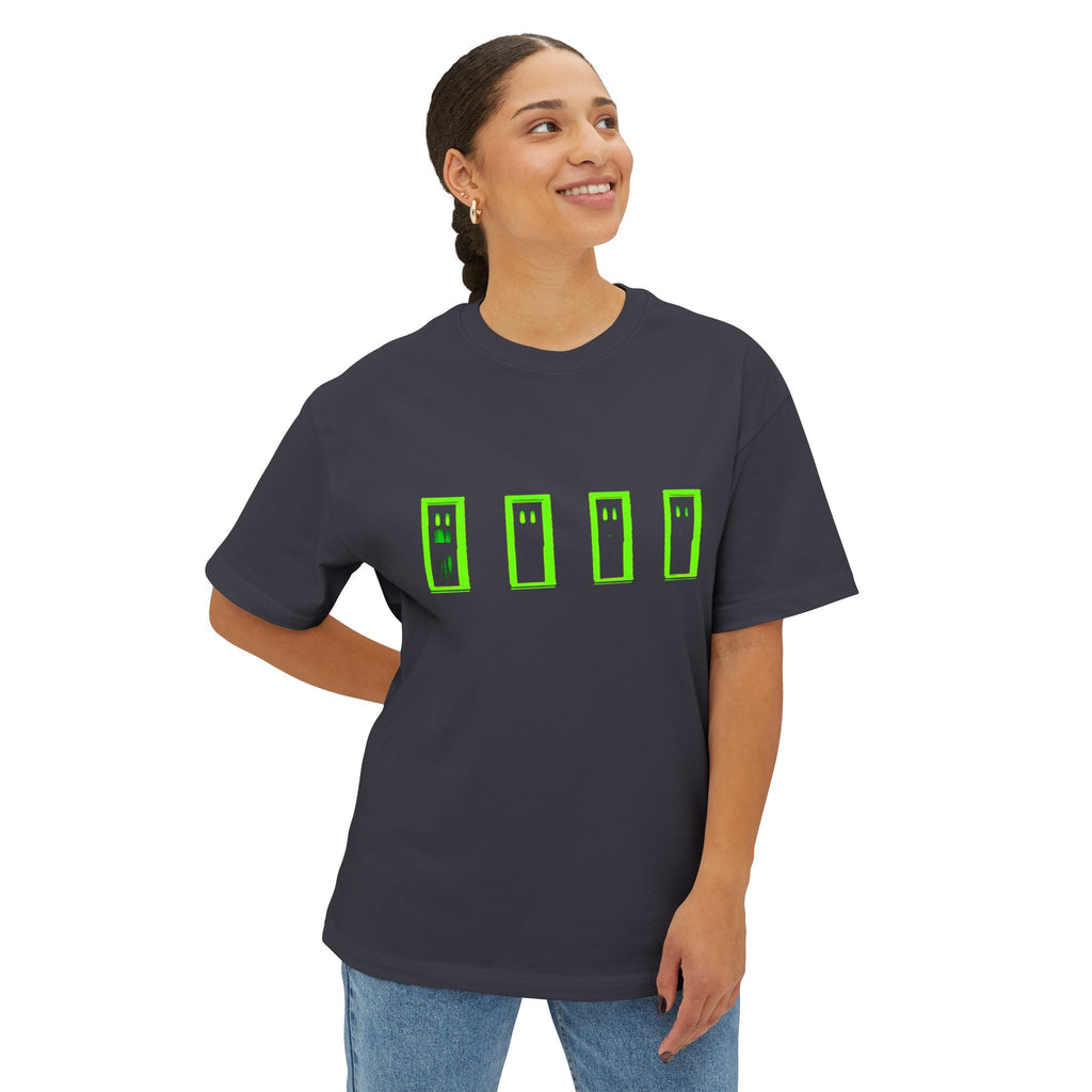 Boxy Tee — Neon Green Door Panel Graphic T-Shirt