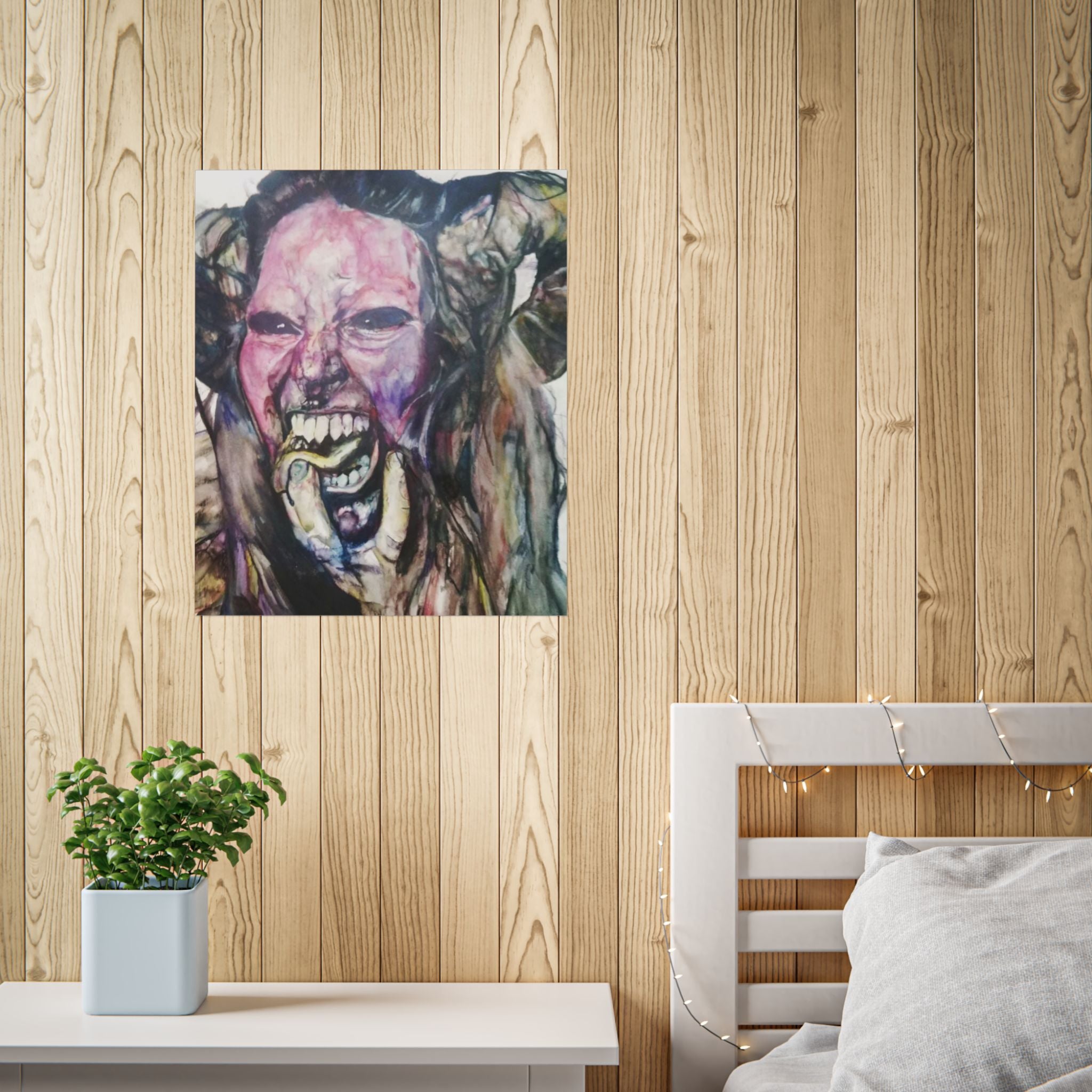 Horror Art Poster — Screaming Face Expressionist Wall Print