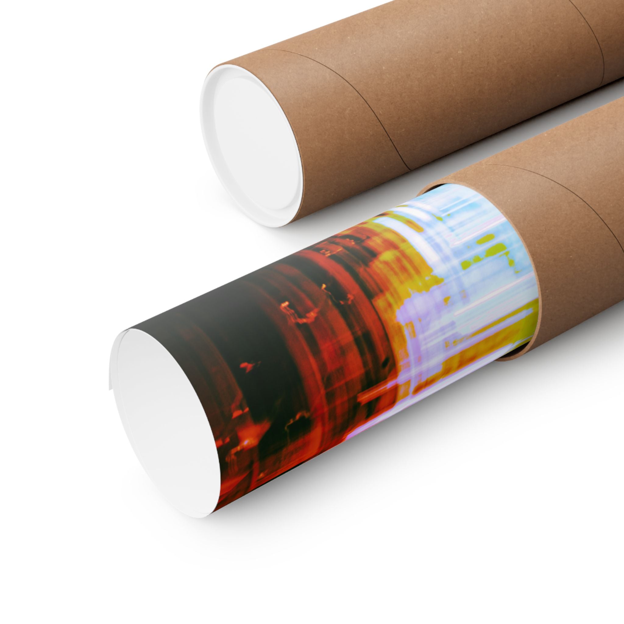 Neon Blur City Poster — Matte Vertical Urban Abstract Wall Art
