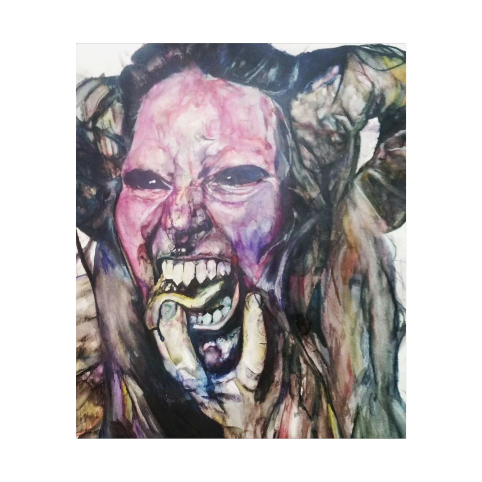 Horror Art Poster — Screaming Face Expressionist Wall Print