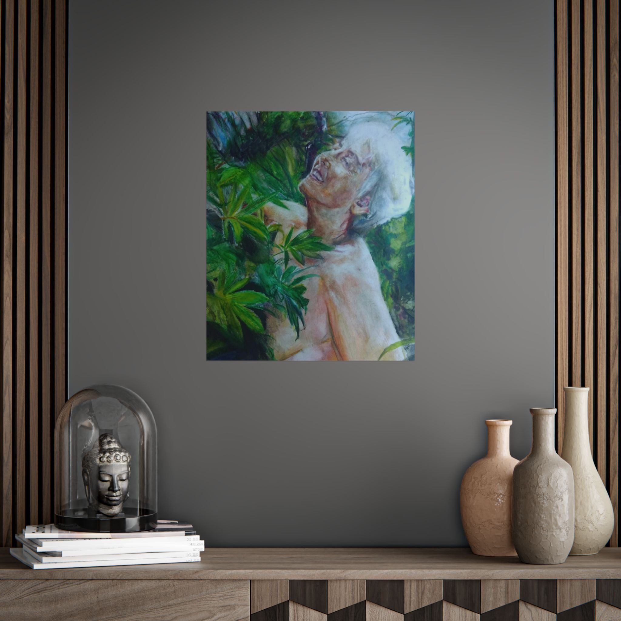 Botanical Figure Poster — Surreal Portrait in Lush Greenery