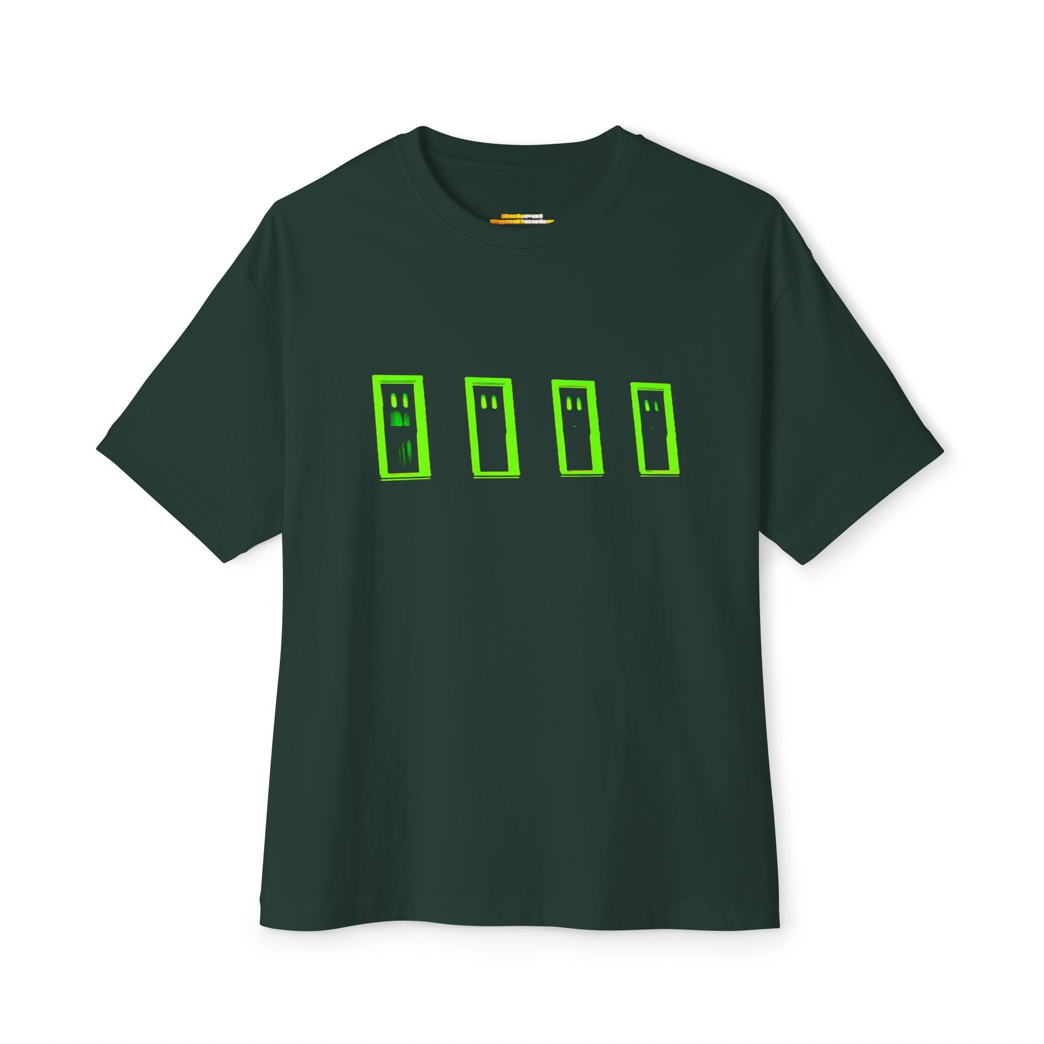Boxy Tee — Neon Green Door Panel Graphic T-Shirt