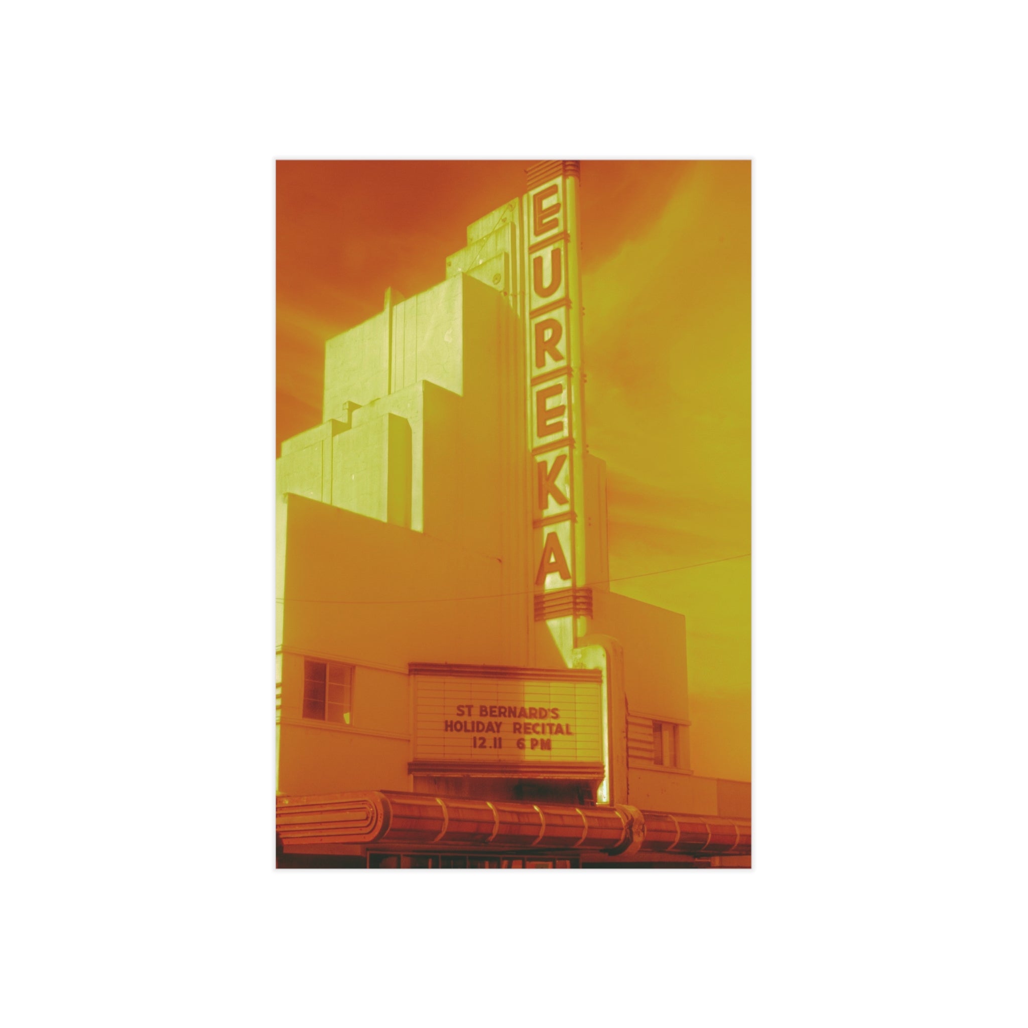 Eureka Theater Vintage Photo Print — Retro Orange Architectural Art Print (Unframed)
