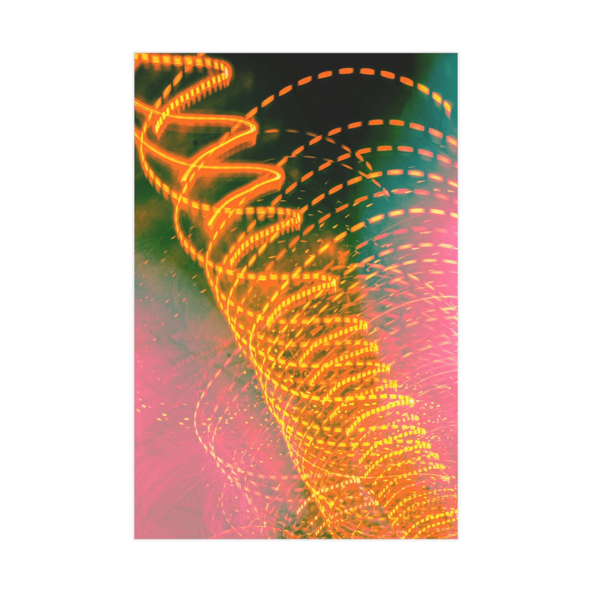 Abstract Neon Light Trail Print - Vibrant Modern Unframed Art