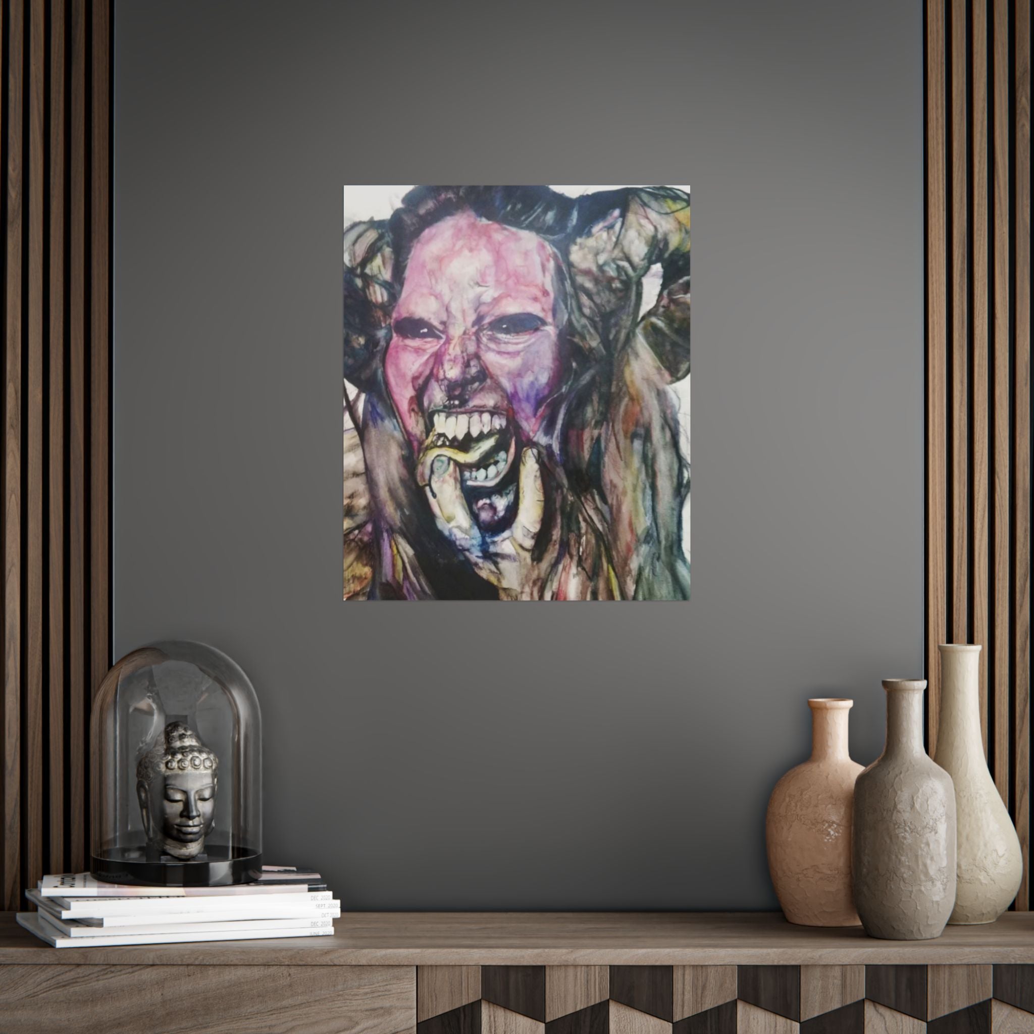 Horror Art Poster — Screaming Face Expressionist Wall Print