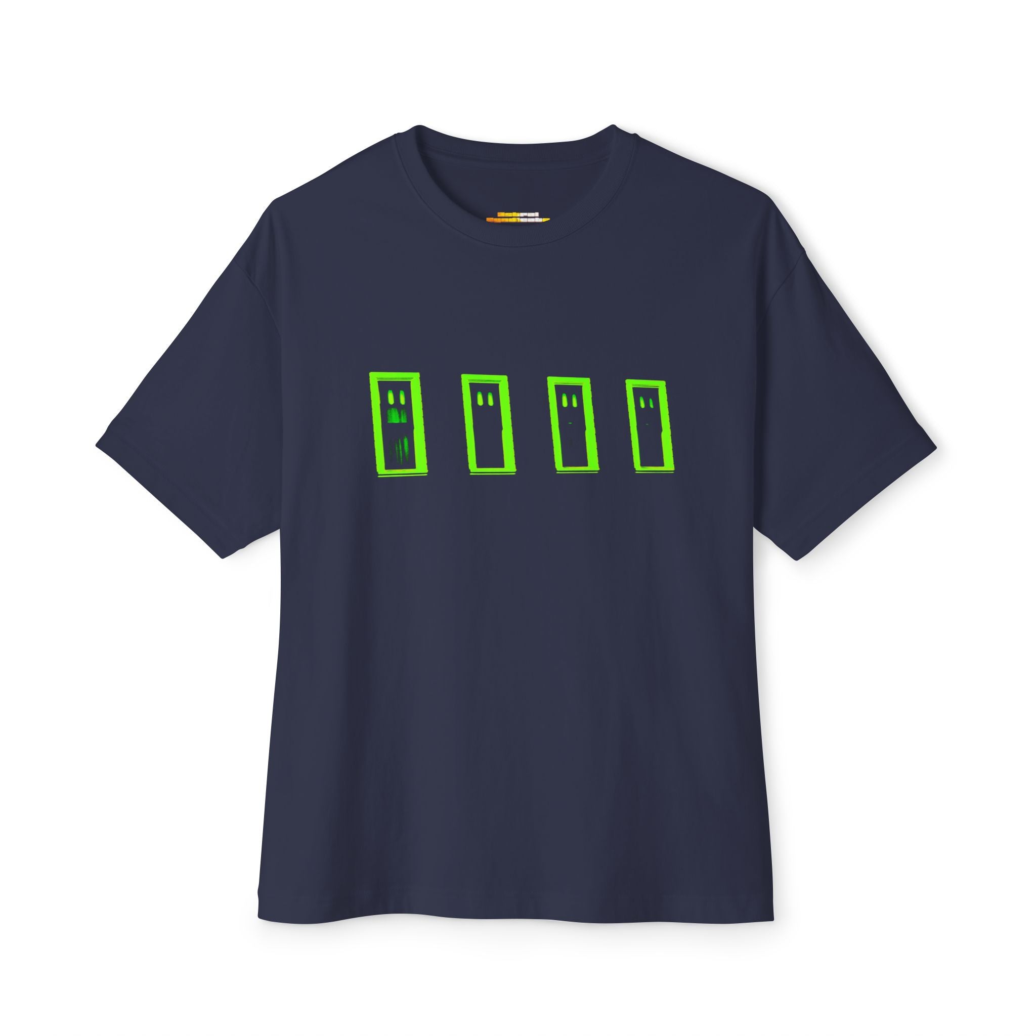 Boxy Tee — Neon Green Door Panel Graphic T-Shirt