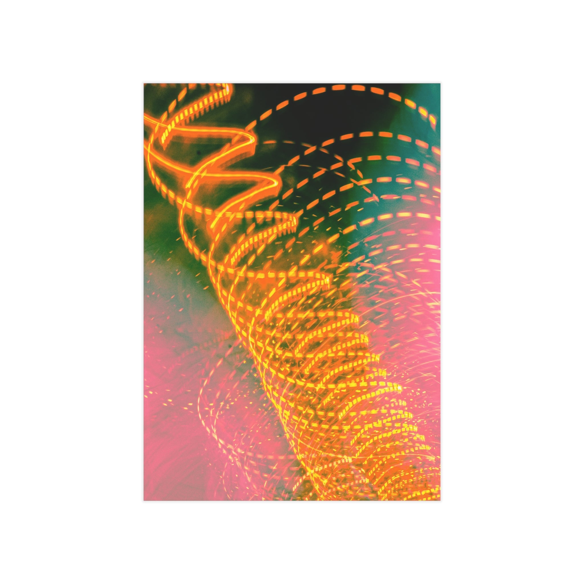 Abstract Neon Light Trail Print - Vibrant Modern Unframed Art