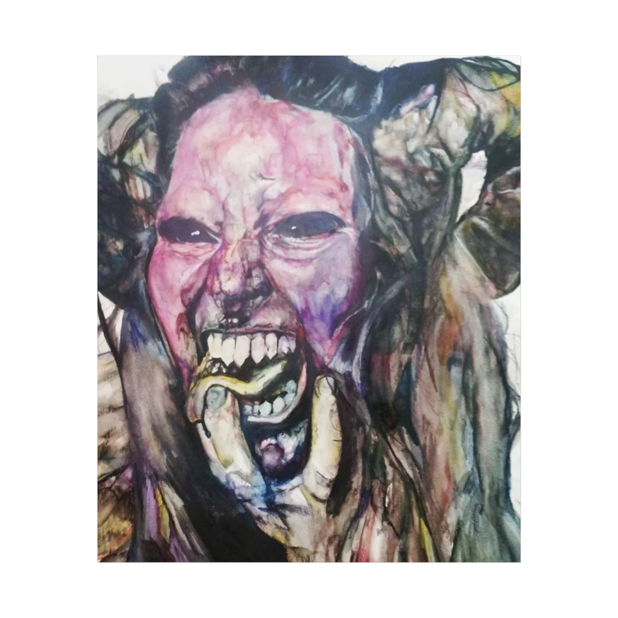 Horror Art Poster — Screaming Face Expressionist Wall Print