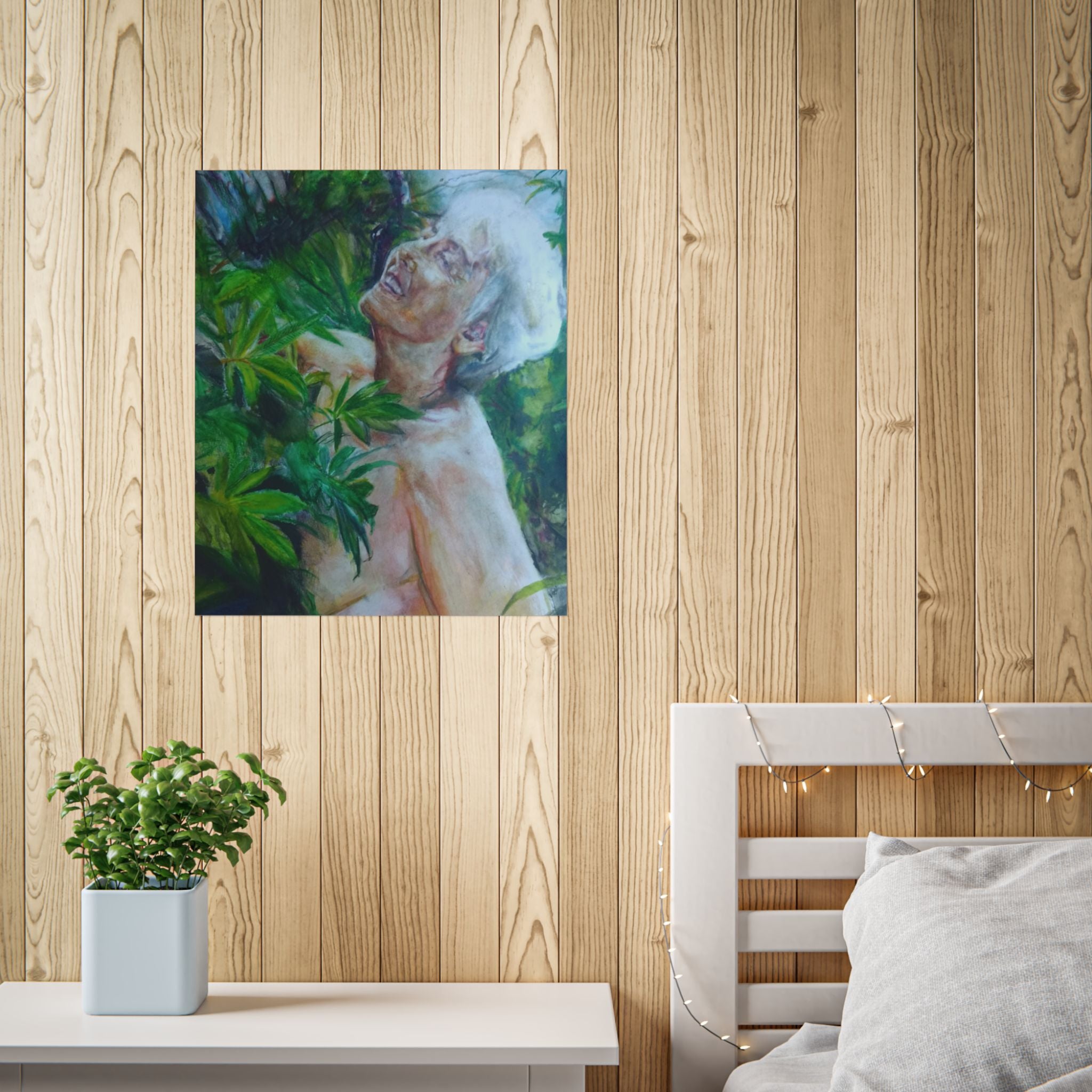 Botanical Figure Poster — Surreal Portrait in Lush Greenery