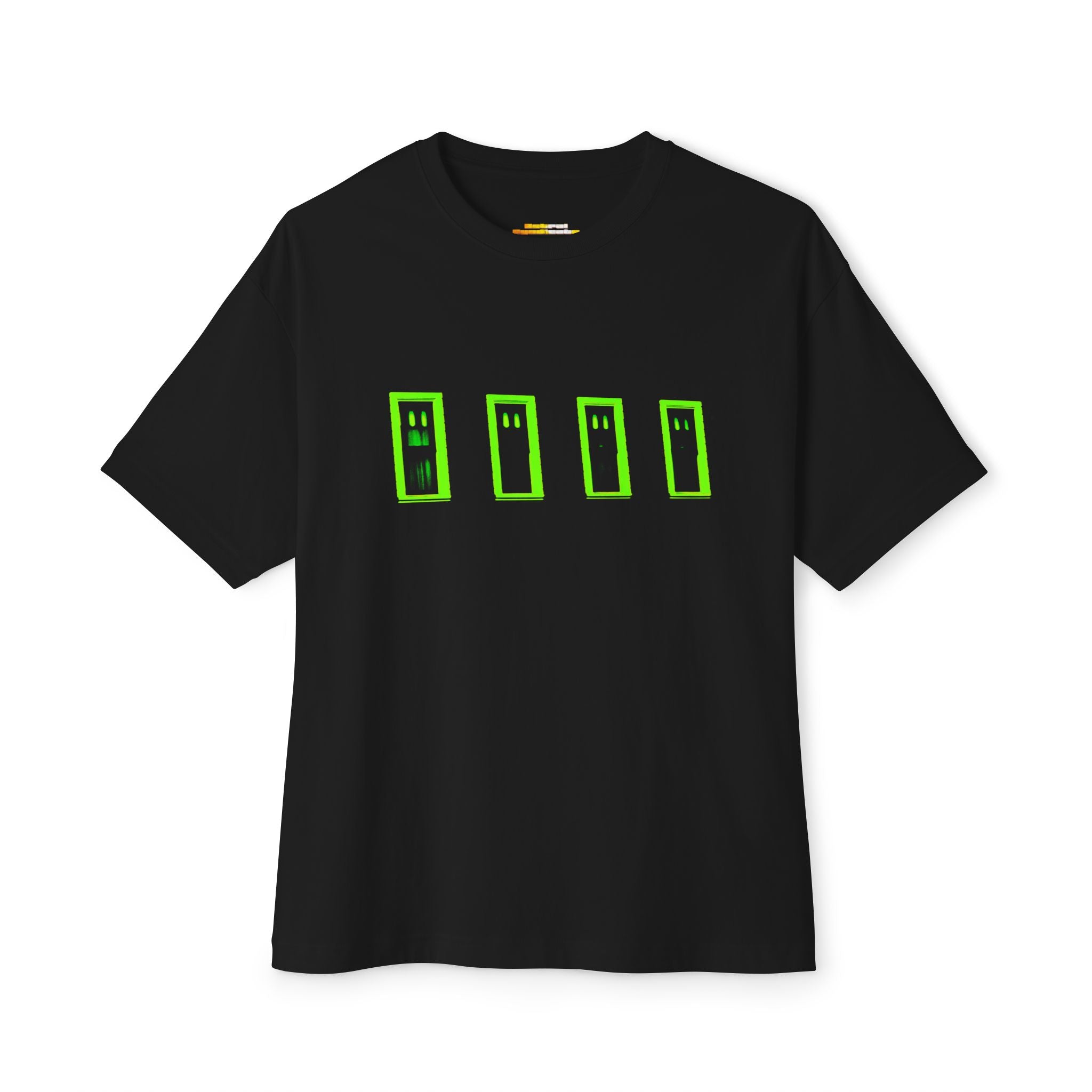Boxy Tee — Neon Green Door Panel Graphic T-Shirt