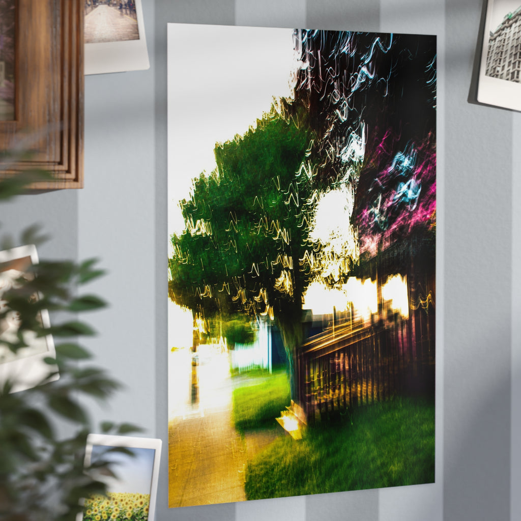 Abstract Blurred Tree Unframed Print – Dreamy Landscape Art Poster