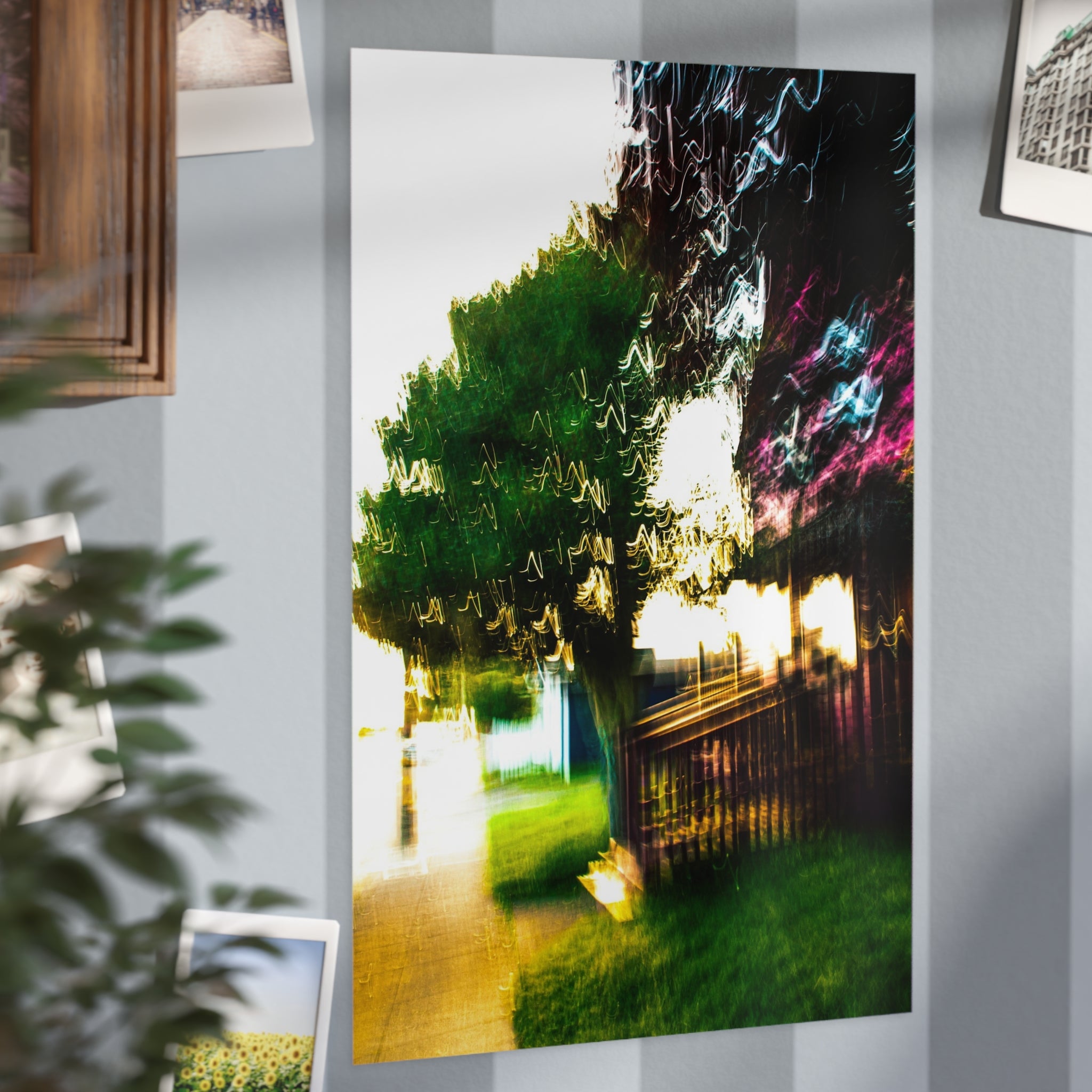 Abstract Blurred Tree Unframed Print – Dreamy Landscape Art Poster