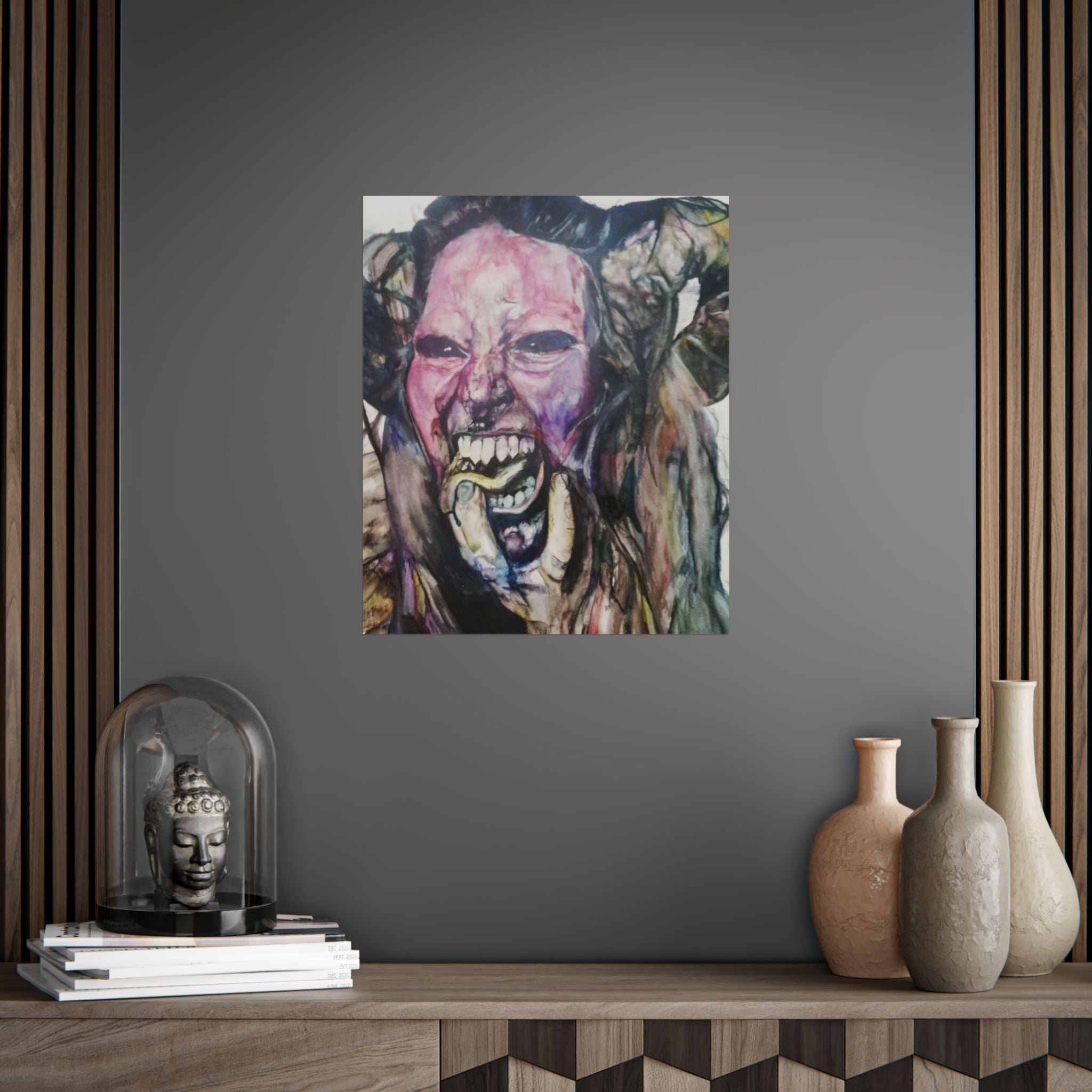 Horror Art Poster — Screaming Face Expressionist Wall Print