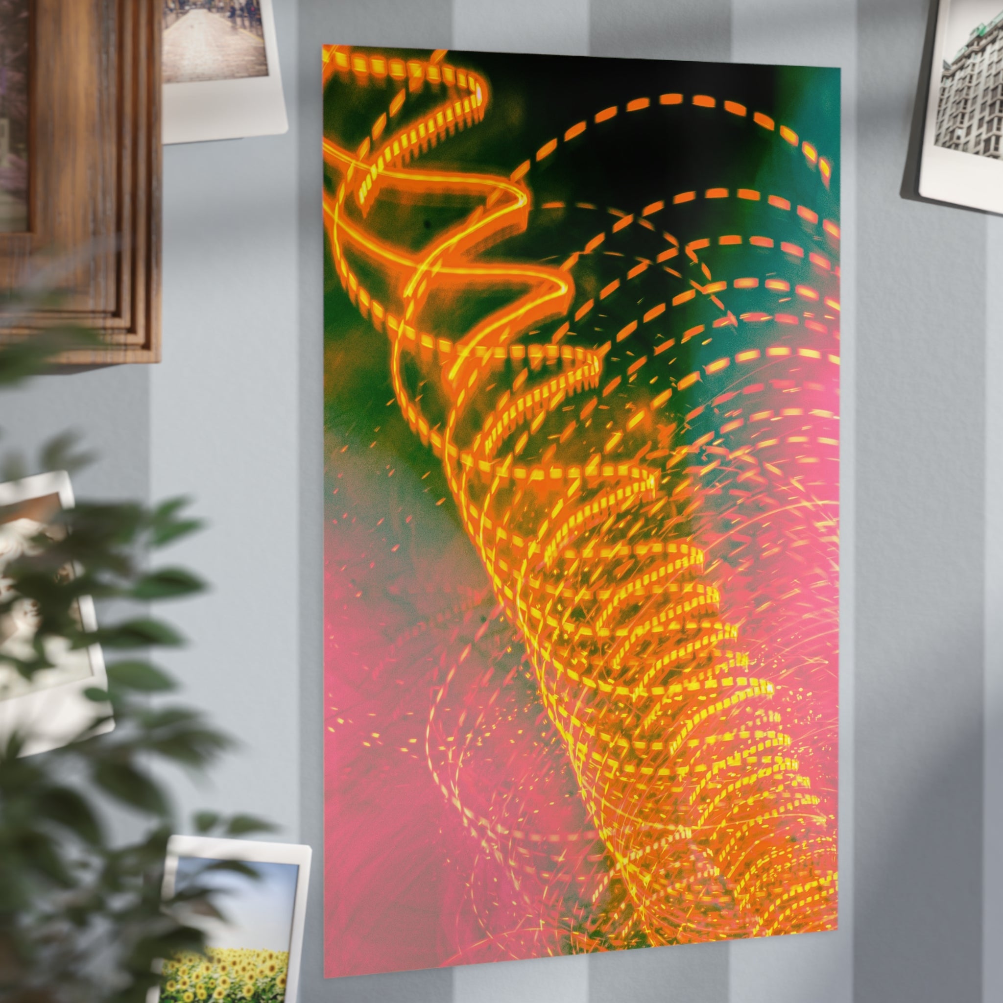 Abstract Neon Light Trail Print - Vibrant Modern Unframed Art
