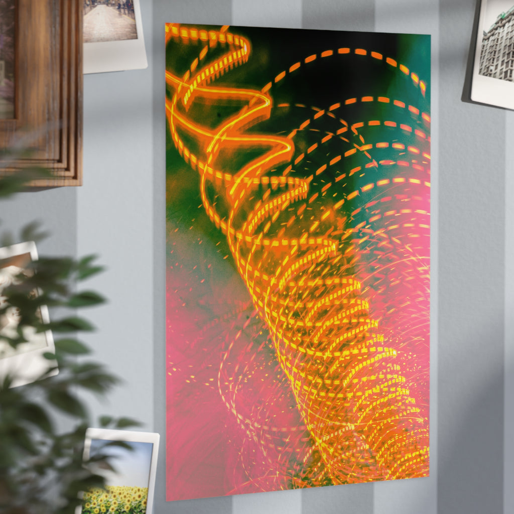 Abstract Neon Light Trail Print - Vibrant Modern Unframed Art