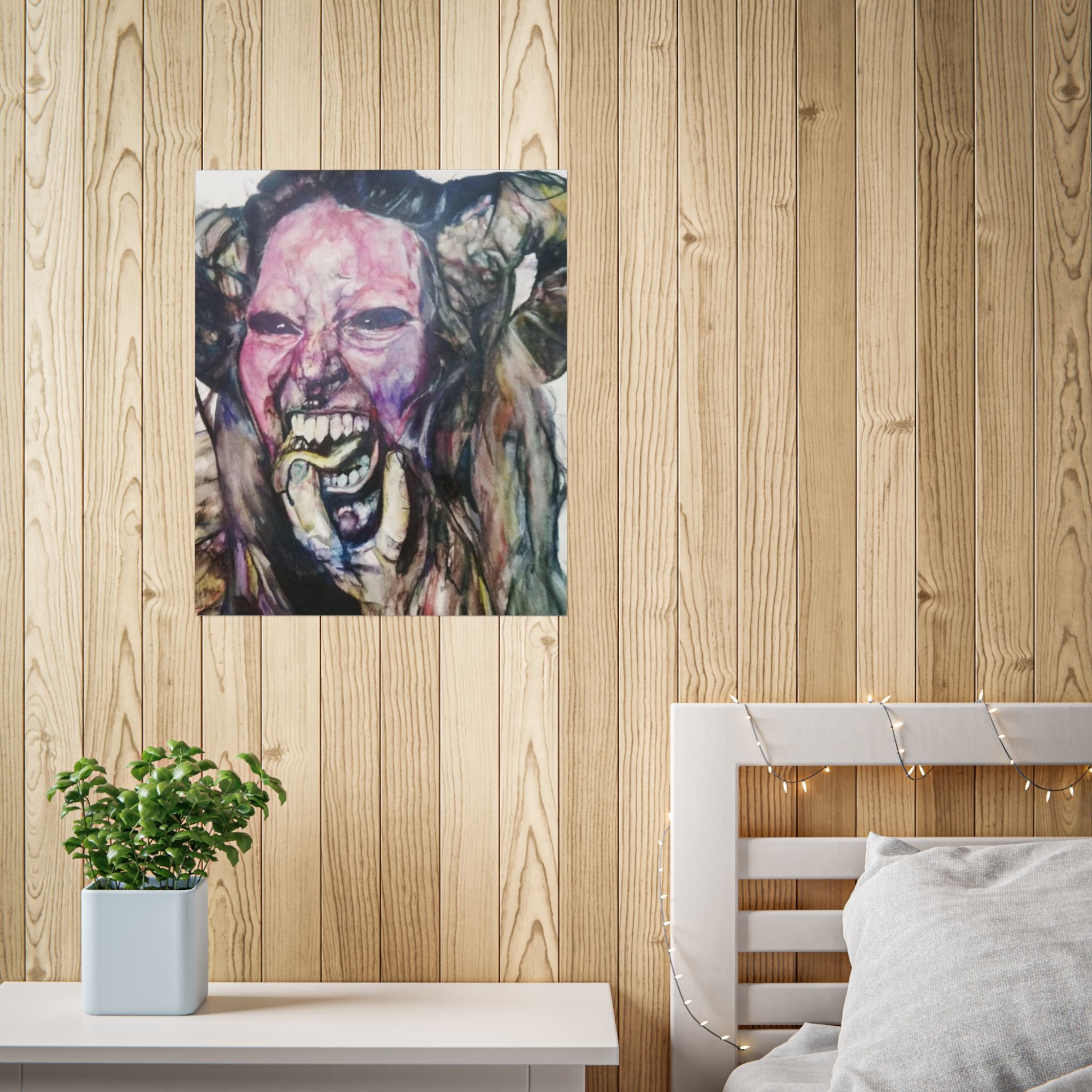 Horror Art Poster — Screaming Face Expressionist Wall Print