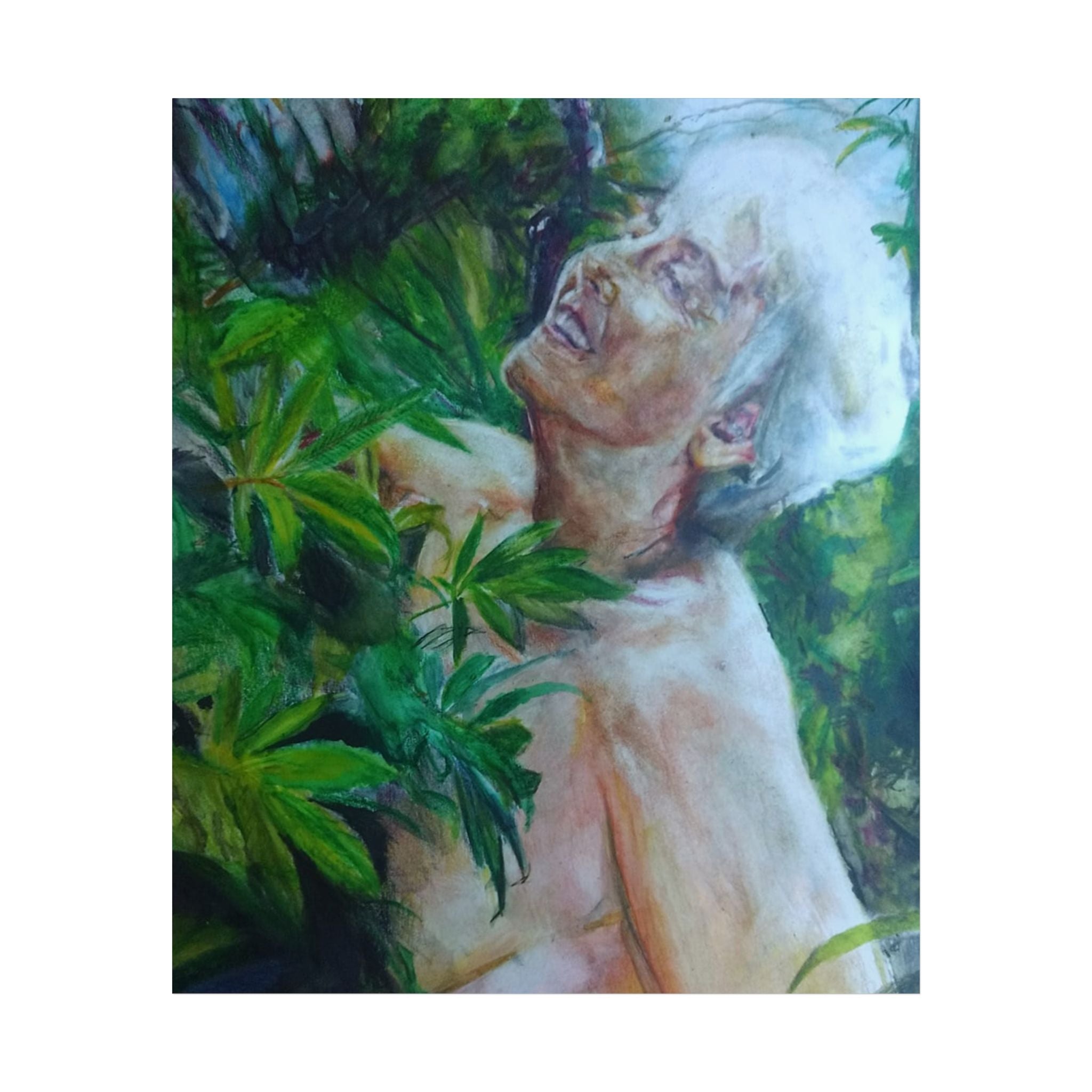 Botanical Figure Poster — Surreal Portrait in Lush Greenery