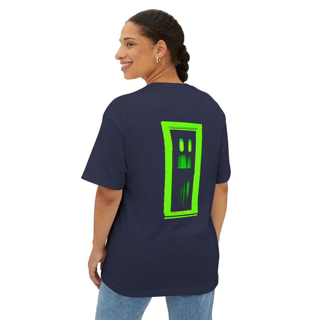 Boxy Tee — Neon Green Door Panel Graphic T-Shirt