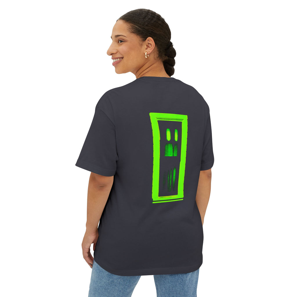 Boxy Tee — Neon Green Door Panel Graphic T-Shirt